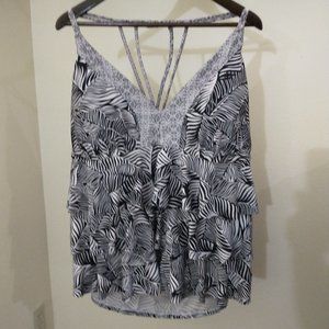 Catalina Tankini Swim Top 3X 22/24 Black White